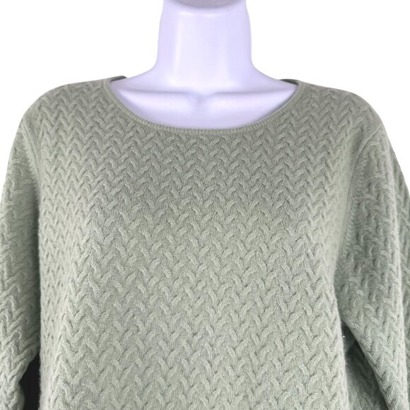Charter Club 2 Ply Cashmere Sweater Womens Large Textured Weave Green FS-1350 - Picture 3 of 16